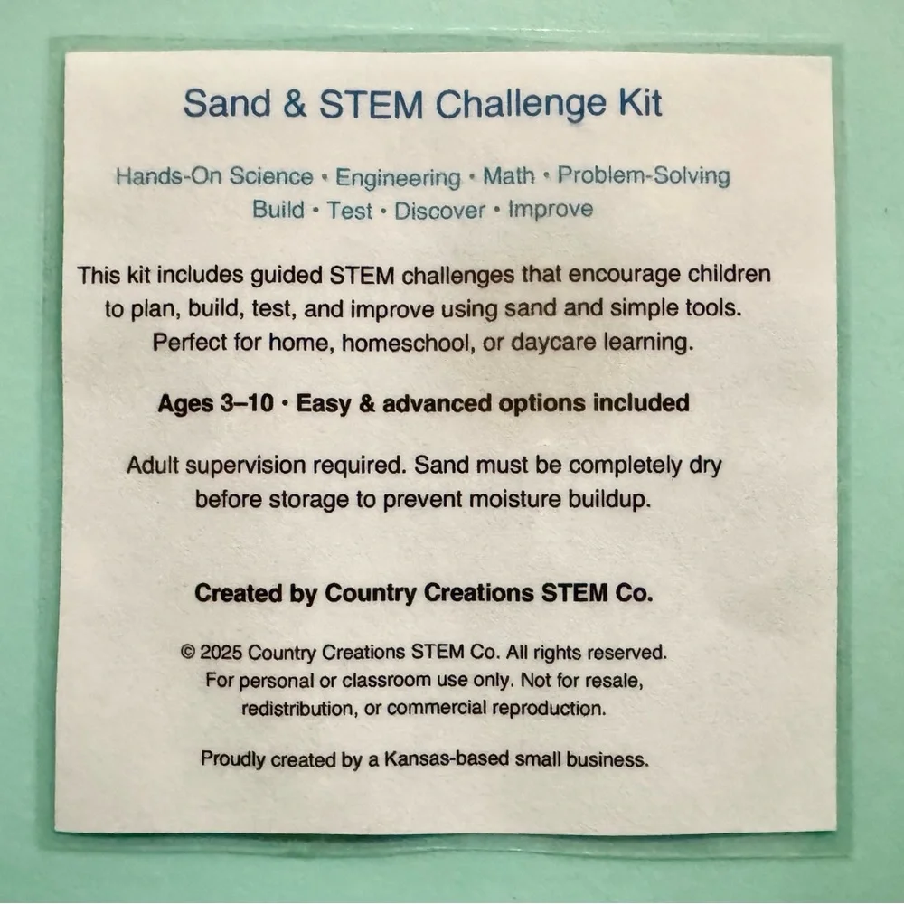 Sand & STEM Challenge Kit Kids‎ Science Engineering Activity Ages 3–10